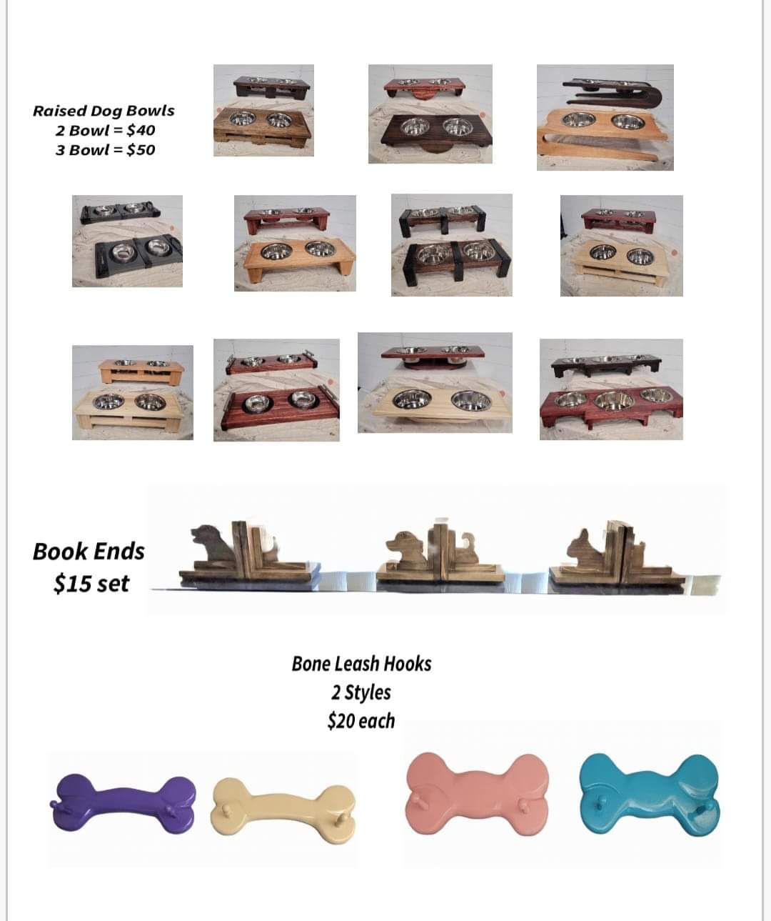 Dog Bowls, Bookends & Bone Leash Holders